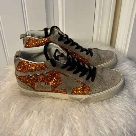 Golden Goose Orange Glitter Midstars - Picture 10 of 12